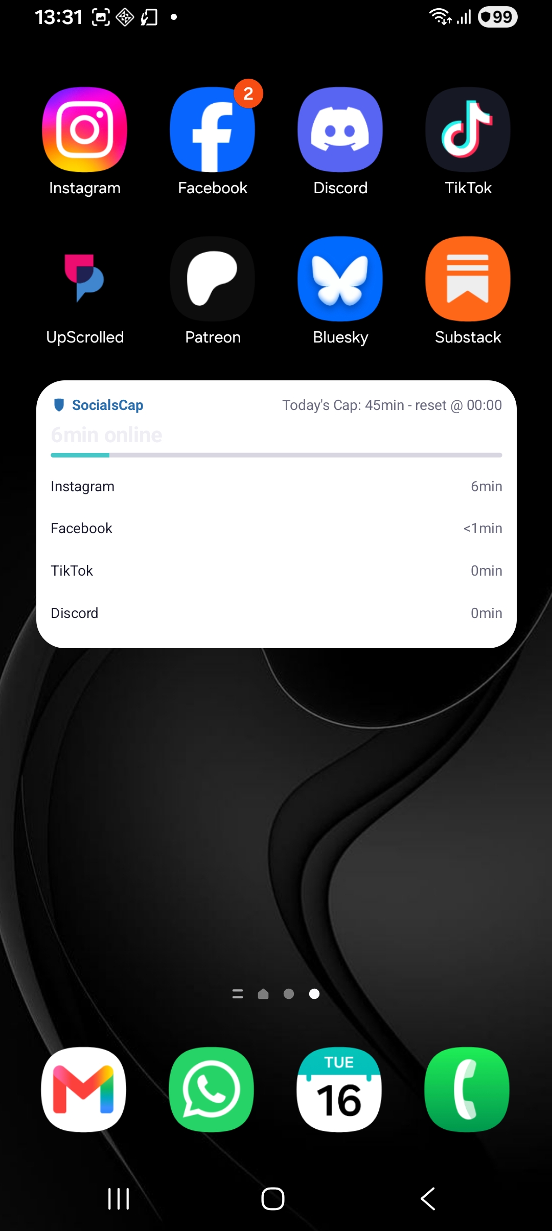 SocialsCap home screen widget